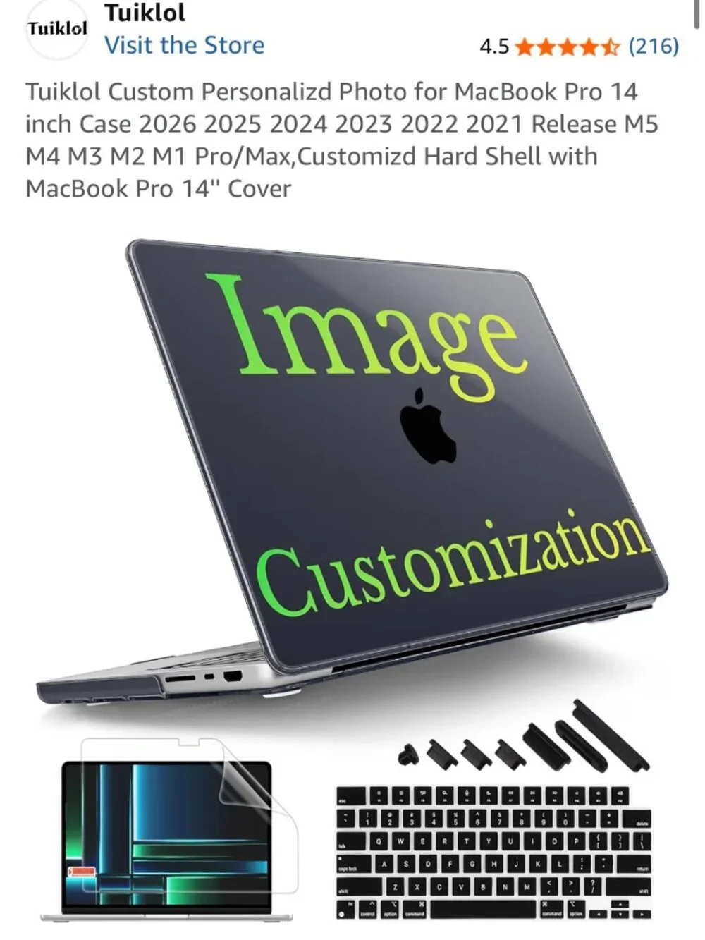 Tuiklol Hard Shell Case for MacBook Pro 14 inch 2023 2022 2021 w/Keyboard Cover